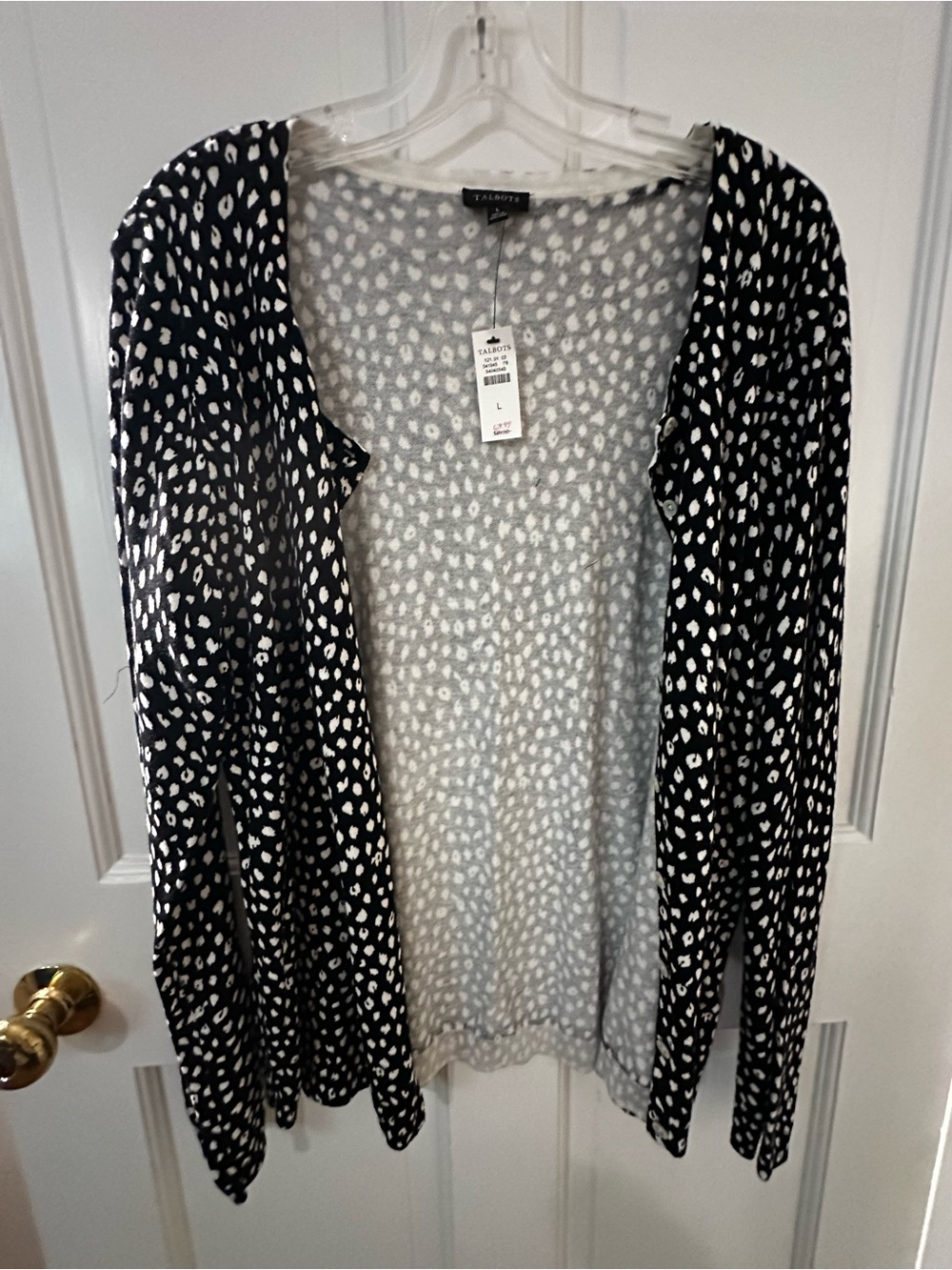 Talbots Black & White Printed Cardigan
